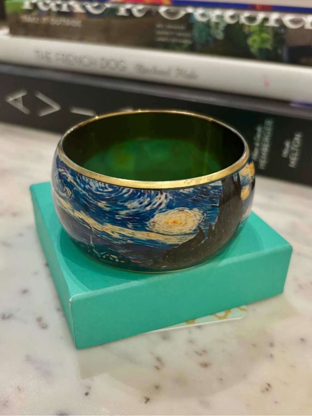 MOMA Starry Night Art Bangle Bracelet - Blue & Gold